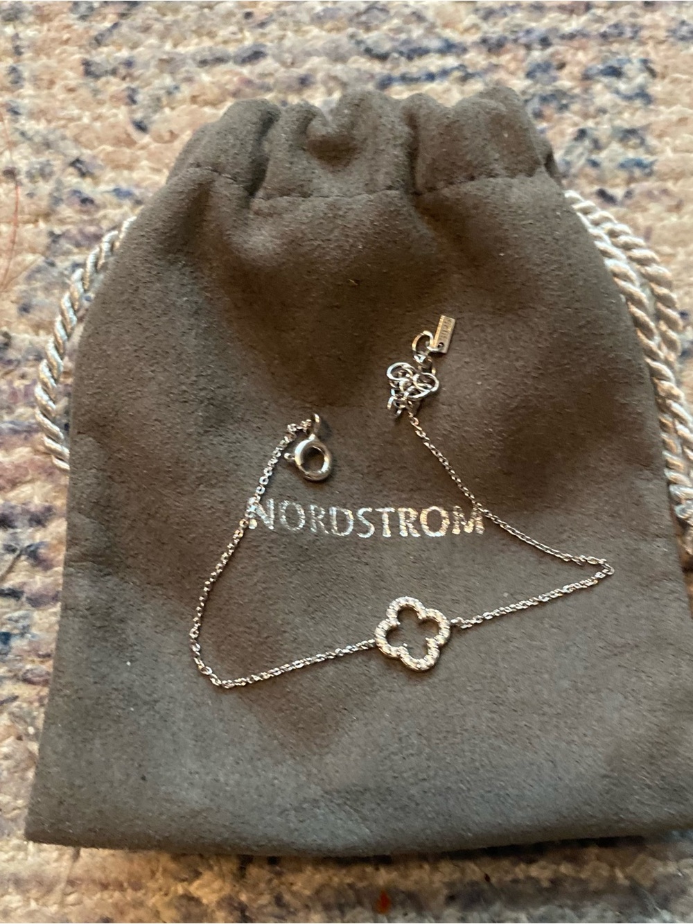 Sparkling Clover Pendant Bracelet & Nordstrom Pouch
